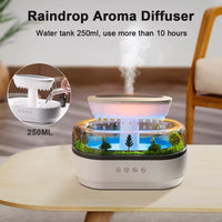 "Raindrop™ Aroma Humidifier – Ultrasonic Diffuser with Colorful LED Light, White Noise & Essential Oil Fragrance for Home"