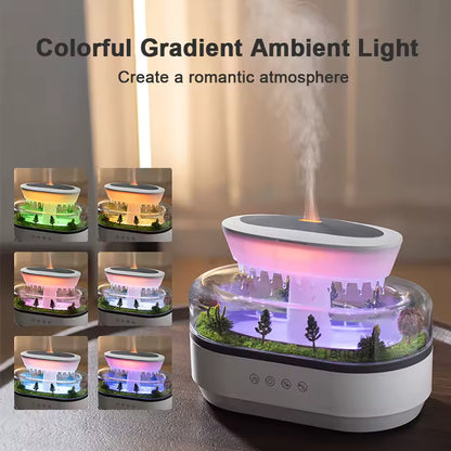 "Raindrop™ Aroma Humidifier – Ultrasonic Diffuser with Colorful LED Light, White Noise & Essential Oil Fragrance for Home"